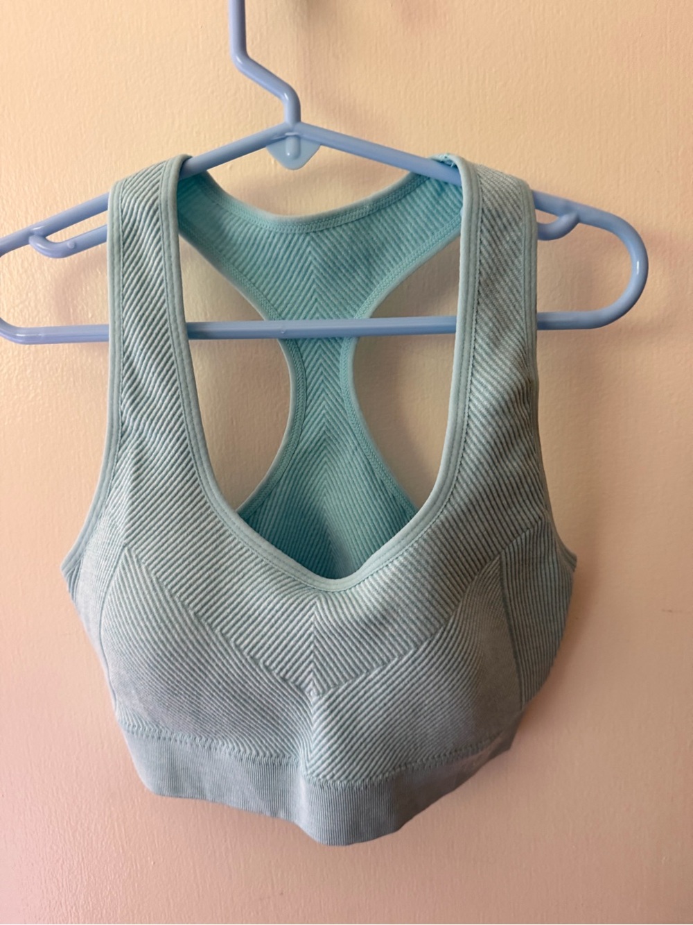 Ryka Light Blue Ribbed Racerback Sports Bra - Picture 2 of 4